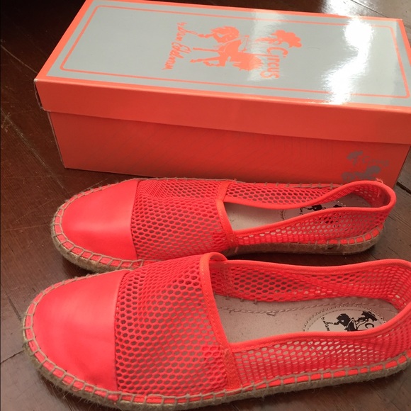 Sam Edelman neon orange mesh espadrilles