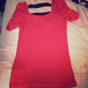 Coral short sleeve top with strappy back
