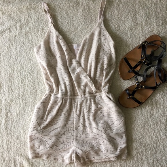 Forever 21 Pants - Cream Crochet Romper