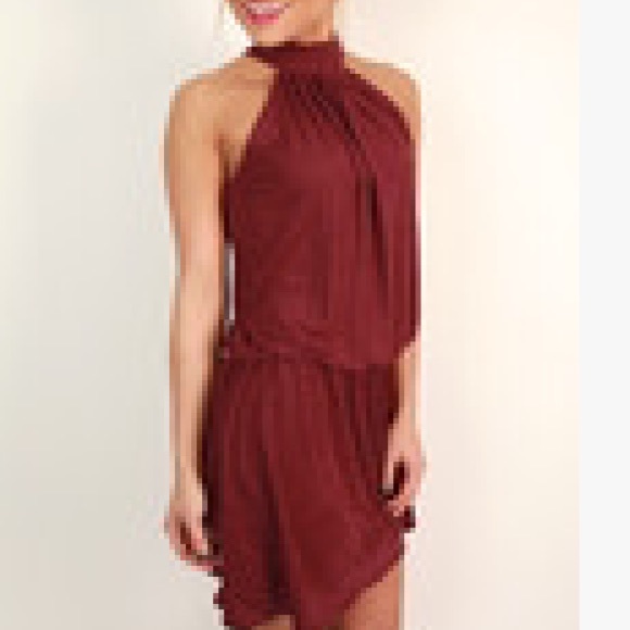Wine High Neck Dress - Picture 1 of 3