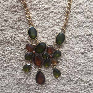 Gold and green jeweled necklace