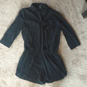 Navy blue utility romper