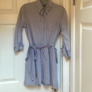 Blue & White striped shirt dress