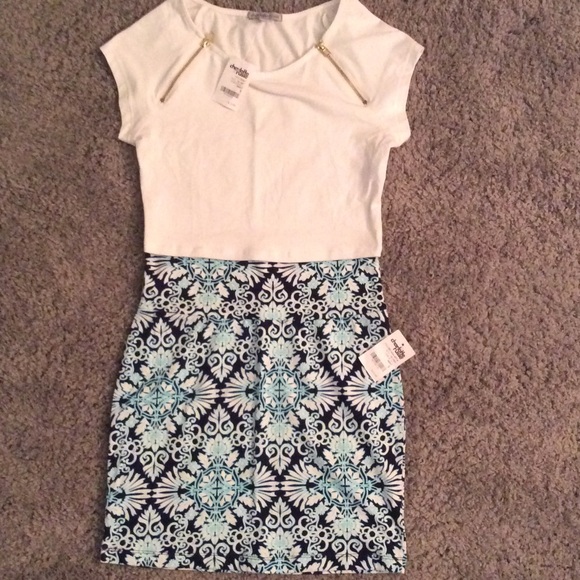 Charlotte Russe crop top and high waisted skirt