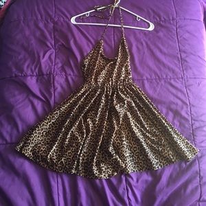 American Apparel Leopard Print Halter Skater Dress