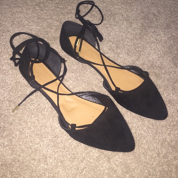 Charlotte Russe black lace up flats