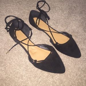 Charlotte Russe black lace up flats