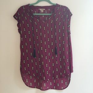 Purple Lucky Brand small boho tunic with tassels