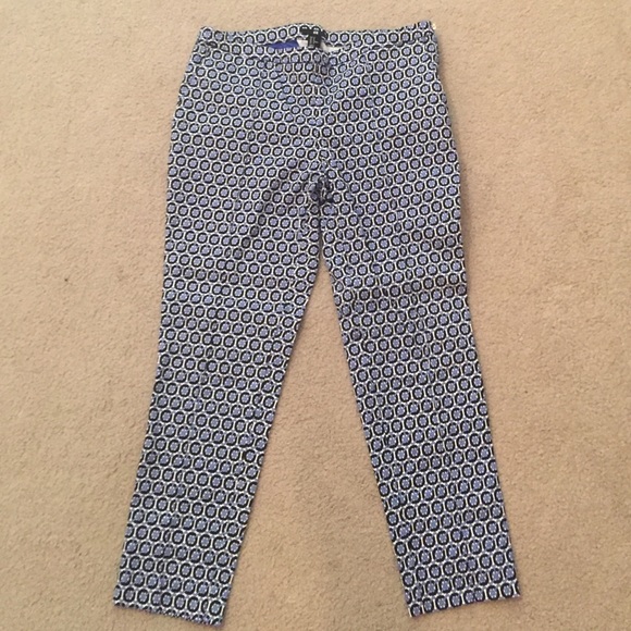 H&M Black and Blue Printed Ankle Pants