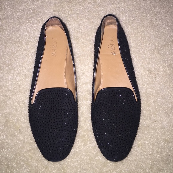 Rhinestone J.Crew loafers in black! 8.5