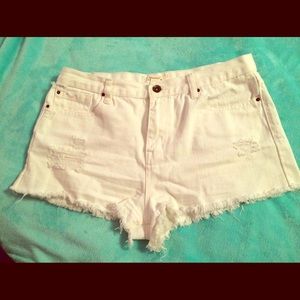 White high waisted denim shorts!