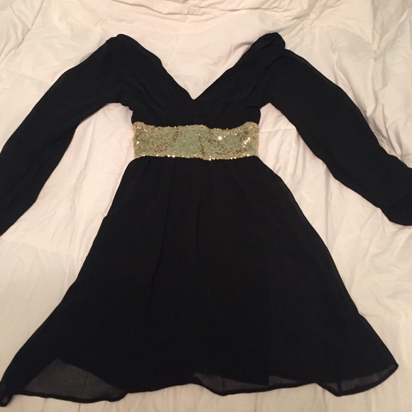 Black and gold ASOS dress