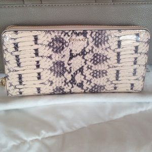 Coach Python embossed leather accordion zip wallet