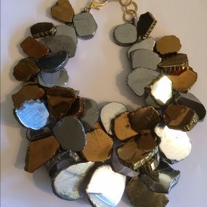 Nest gold & silver plated quartz cluster necklace