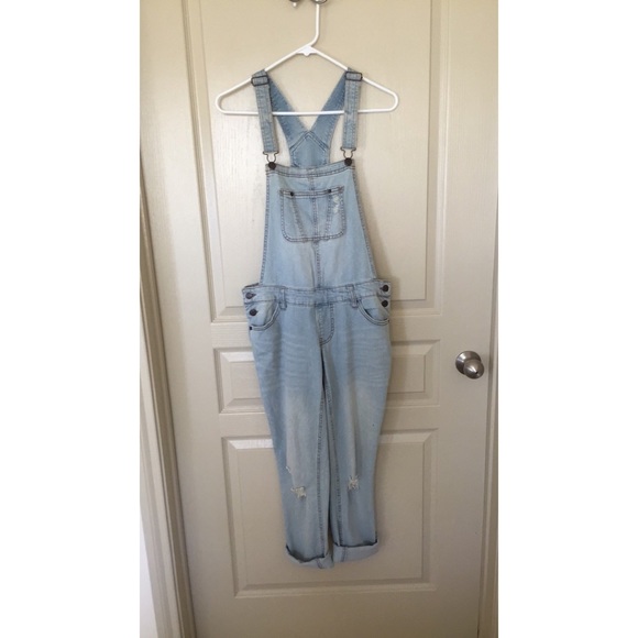 Light Blue, Ripped Overalls