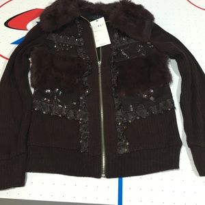 New never worn real fur sweater
