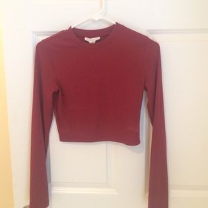 Forever 21 maroon long sleeved crop top