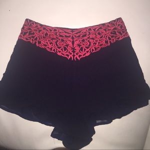 Navy blue and red shorts