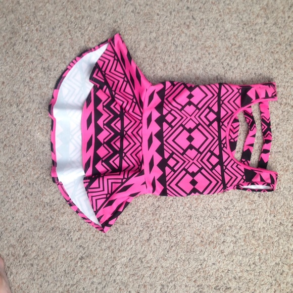 Aztec print high-low peplum top