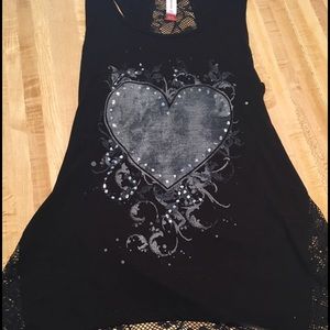 Black racer back tee with lace detail