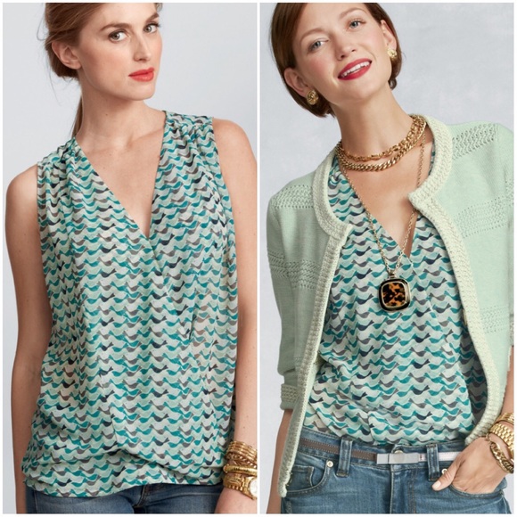 CAbi Tops - NWT CAbi Tweet Bird Print Faux Wrap Top --- XS