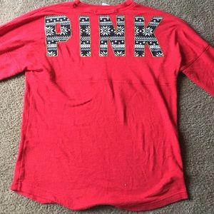 VS Pink Snowflake Varsity Crew