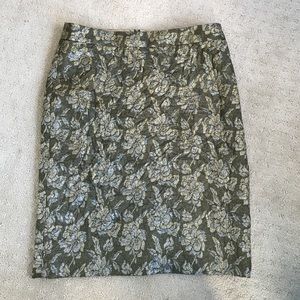 J. Crew Collection floral metallic skirt