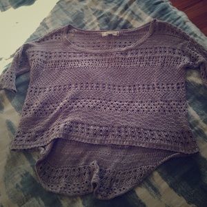 Light purple/grey crocheted high-low shirt