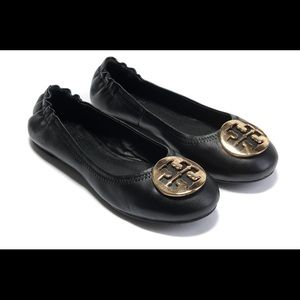 Tory Burch Reva Flats Black and Gold