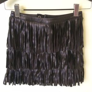 Faux Leather Fringe Mini Skirt