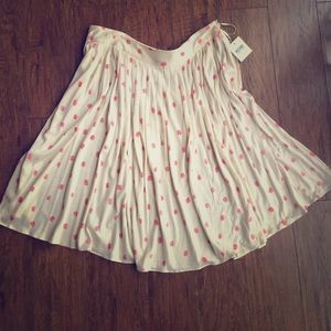 NWT Moschino Pleated Cherry Print Silk Skirt