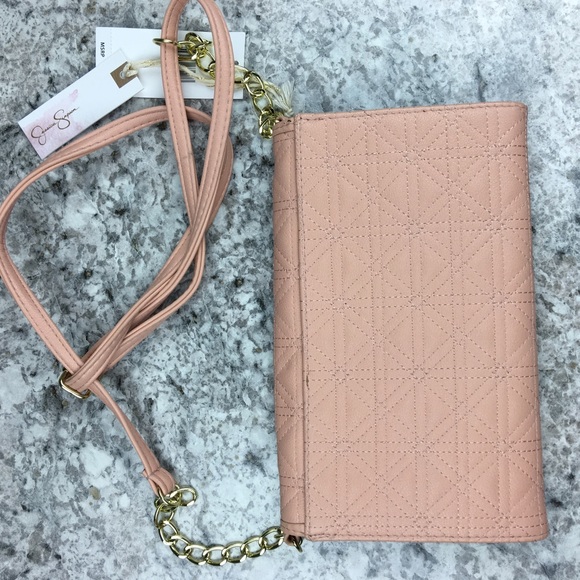 Jessica Simpson quinn salmon pink crossbody purse - Picture 2 of 4