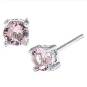 Silver Plated Brass Violet Swarovski Stud Earring