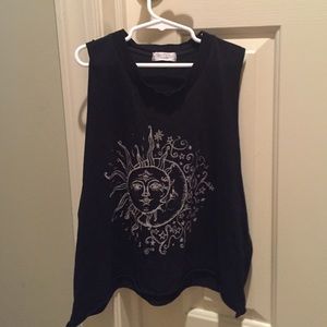 Black graphic tank top