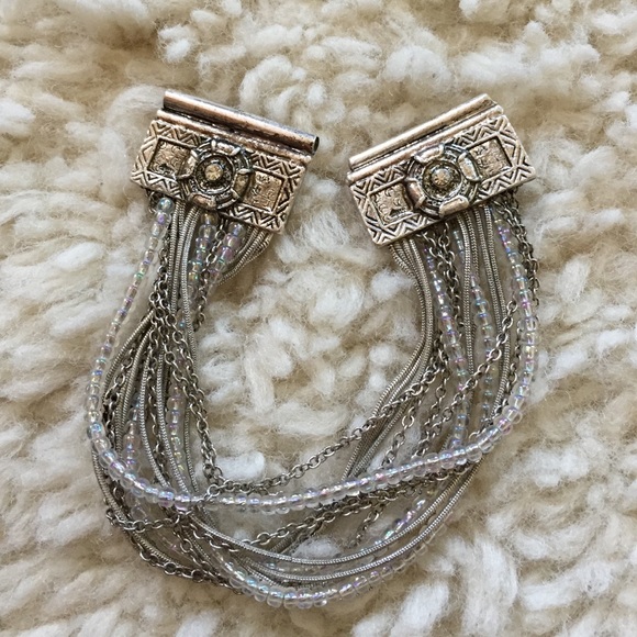 Silver and bead bangles