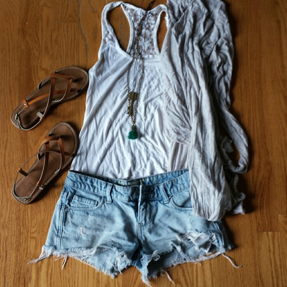 White lace racer back tank