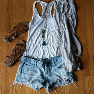 White lace racer back tank
