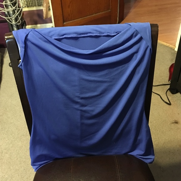 Blue drape/cowl neck Express shirt