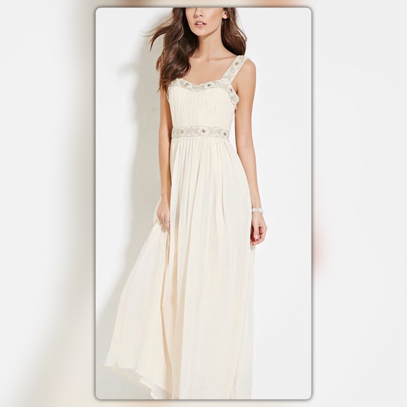 Beaded chiffon maxi occasion formal dress