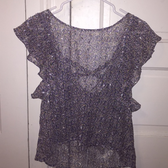 American Eagle cross back, ruffle sleeve blouse