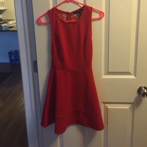 Red fit and flare dress with lace back