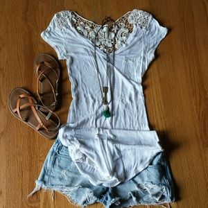 Soft white crochet tee