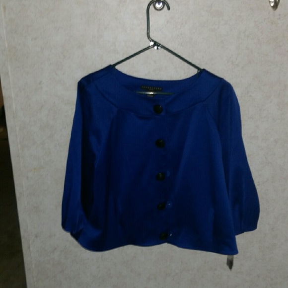 Beautiful blue satin cropped jacket