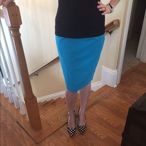teal pencil skirt.