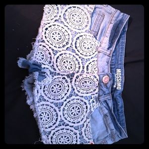 Denim floral shorts