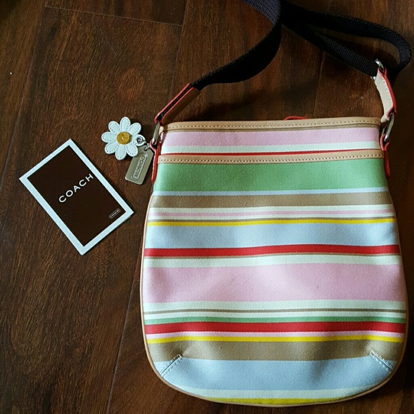 Coach purse satin stripe cross body  handbag - Picture 2 of 3