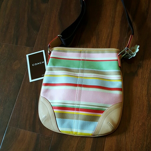 Coach purse satin stripe cross body  handbag - Picture 3 of 3