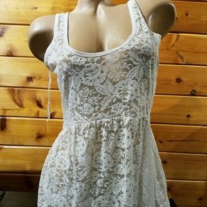 Aeropostale White Lace Peplum Tank Top