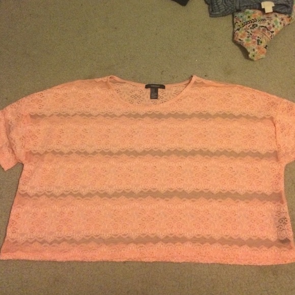 Forever 21 pink lace crop top
