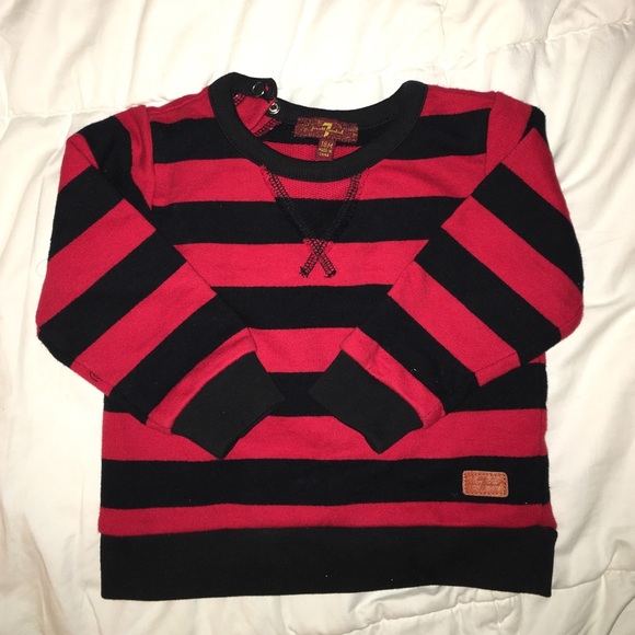 Red and black striped 7 For All Mankind sweatshirt